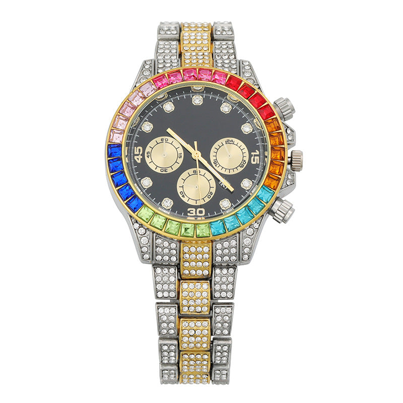 3 Tone Bezel Gemstone Watch