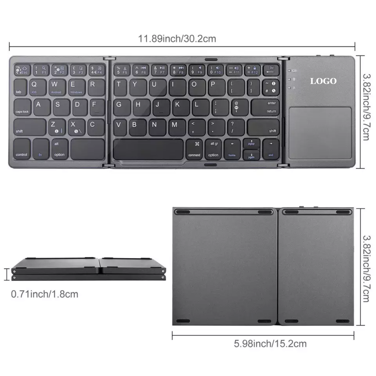 Dropshipping for Ipad IOs Tablet Pc Mobile Phone Using Portable Blue Tooth Touch Pad Wireless Keyboard 3 Level Foldable Keyboard