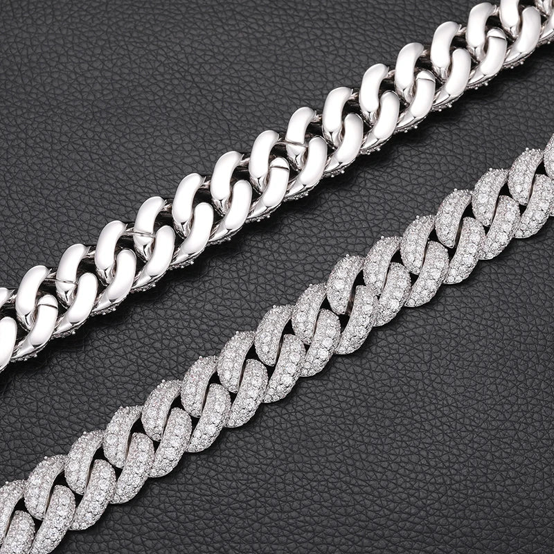 NEW DTA 18mm Moissanite Cuban Link Chain Necklace With GRA Certificate
