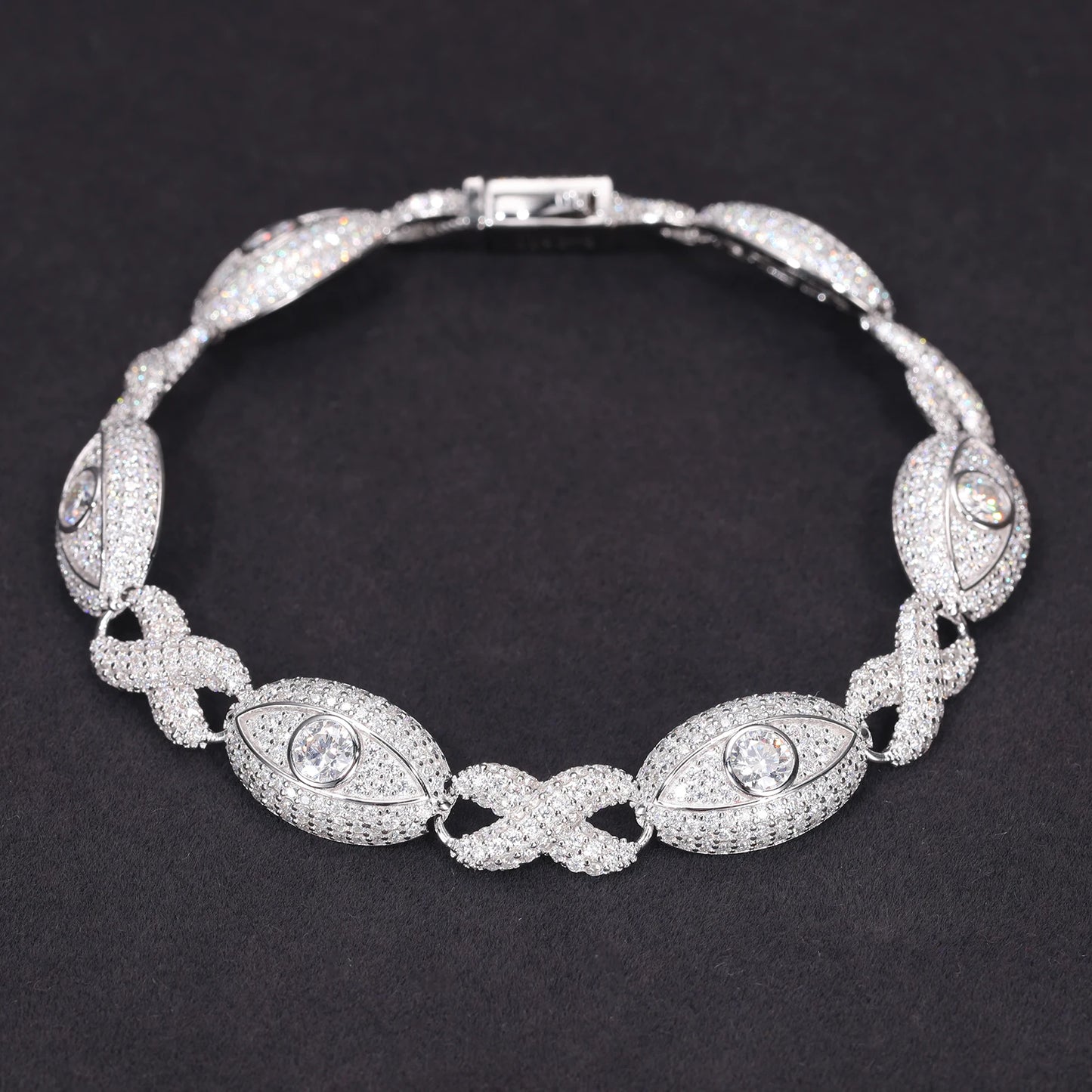 11mm Evil Eye Infinity Cuban Link Bracelet VVS GRA Certified