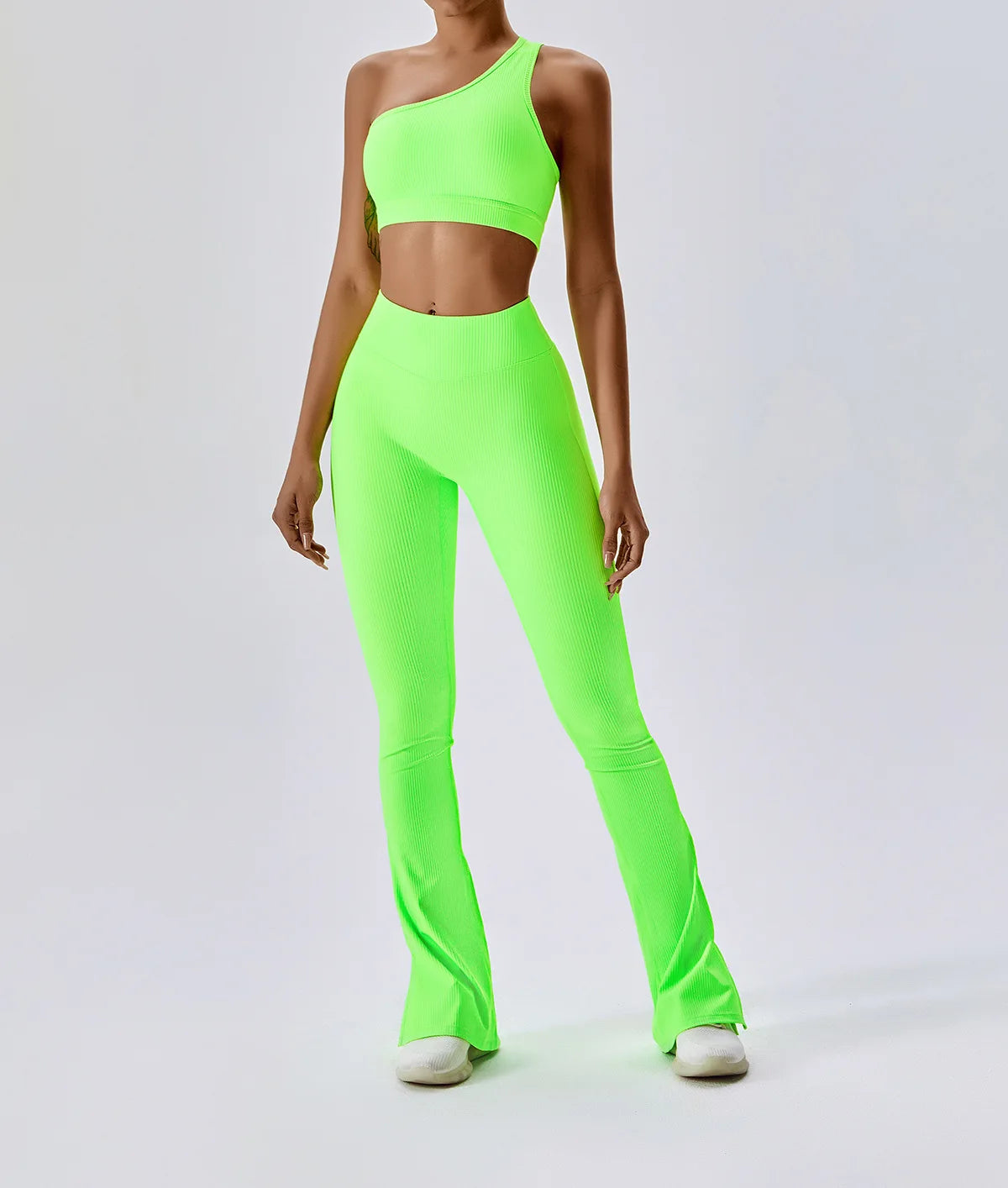 Ribbed Soft 2 Pieces Yoga Flared Leggings Set for Women