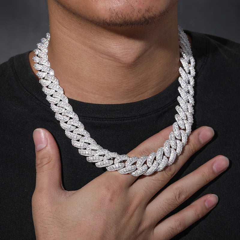 NEW DTA 18mm Moissanite Cuban Link Chain Necklace With GRA Certificate