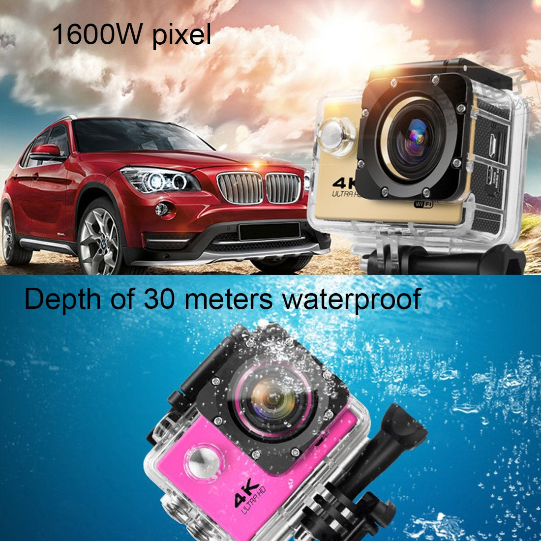 Waterproof 4k 170 Degrees Wide Angle Action & Sports Camera