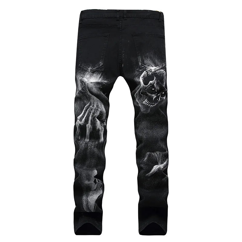 2025 NEW Dark Skull Print Slim-Fit Jeans