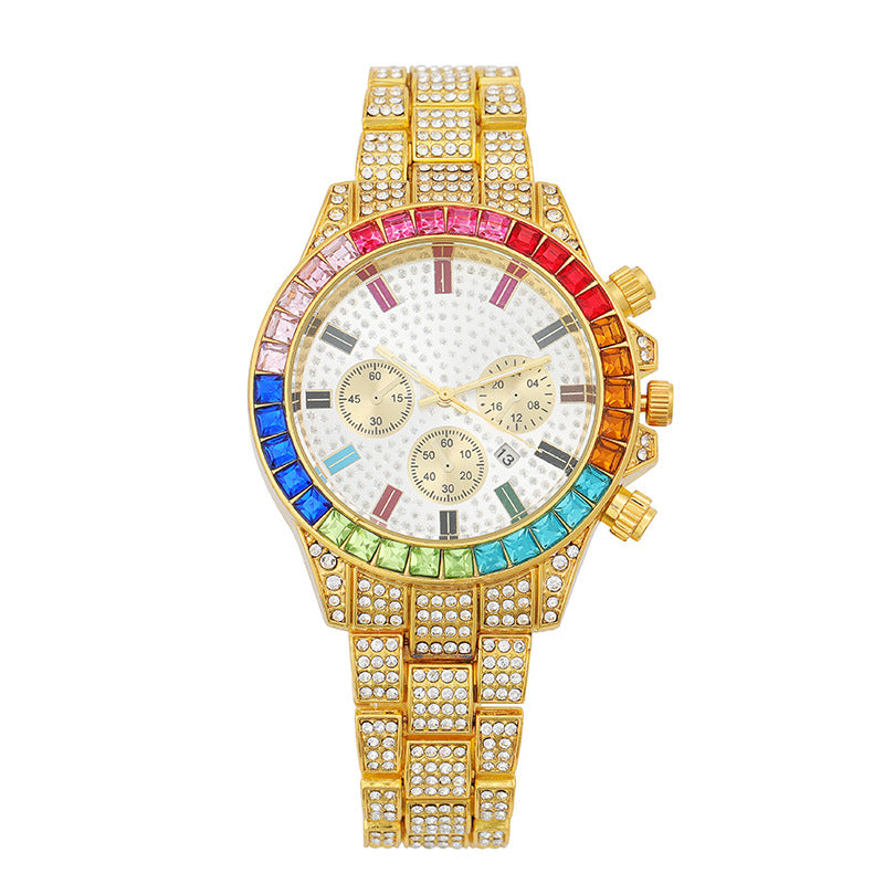 3 Tone Bezel Gemstone Watch