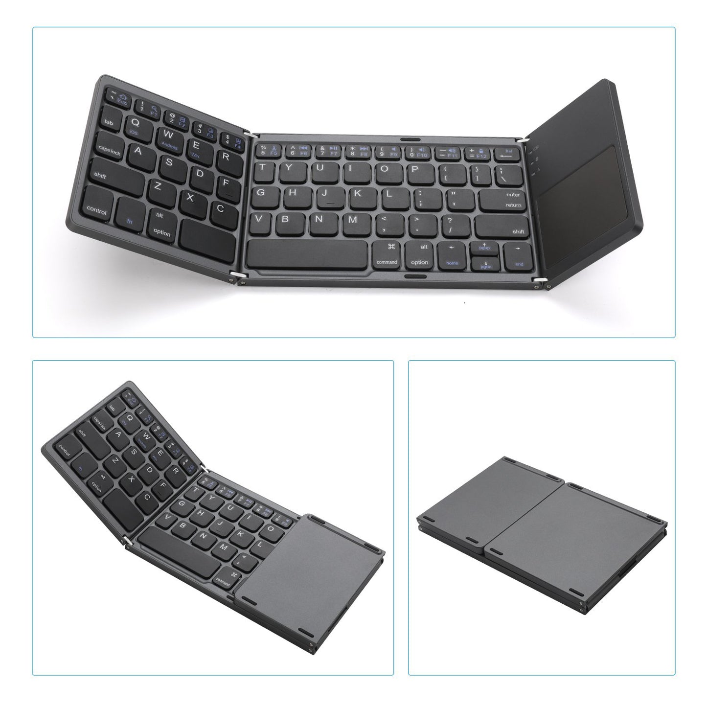 Dropshipping for Ipad IOs Tablet Pc Mobile Phone Using Portable Blue Tooth Touch Pad Wireless Keyboard 3 Level Foldable Keyboard