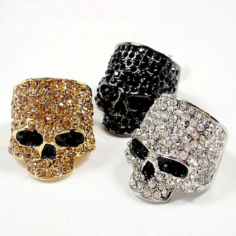Skull Rings Unisex Crystal Metal