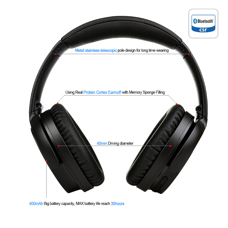 Metal & ANC  Foldable 3.5mm Audio Jack Bluetooth Wireless Headset