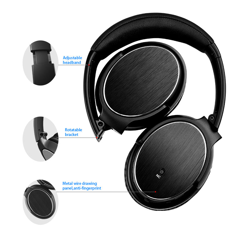 Metal & ANC  Foldable 3.5mm Audio Jack Bluetooth Wireless Headset