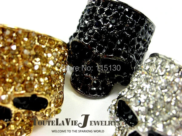 Skull Rings Unisex Crystal Metal