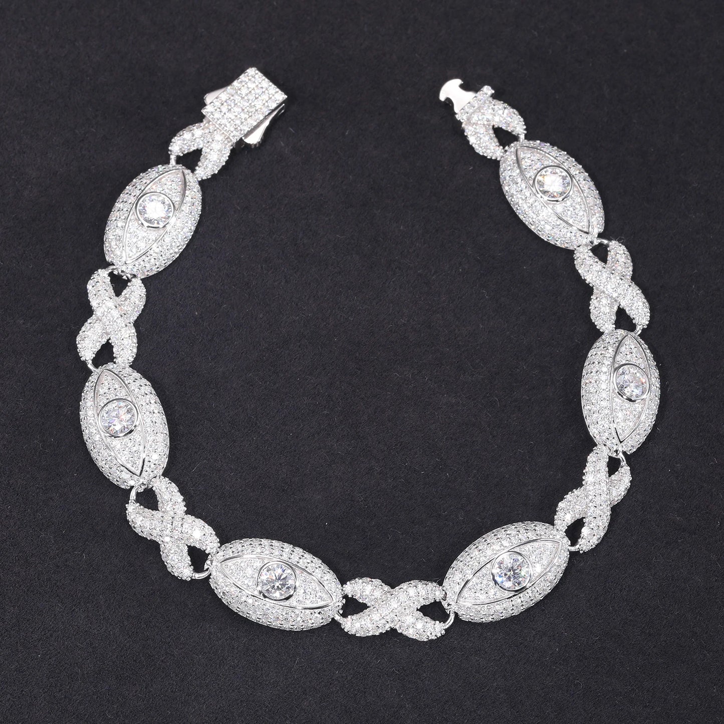11mm Evil Eye Infinity Cuban Link Bracelet VVS GRA Certified
