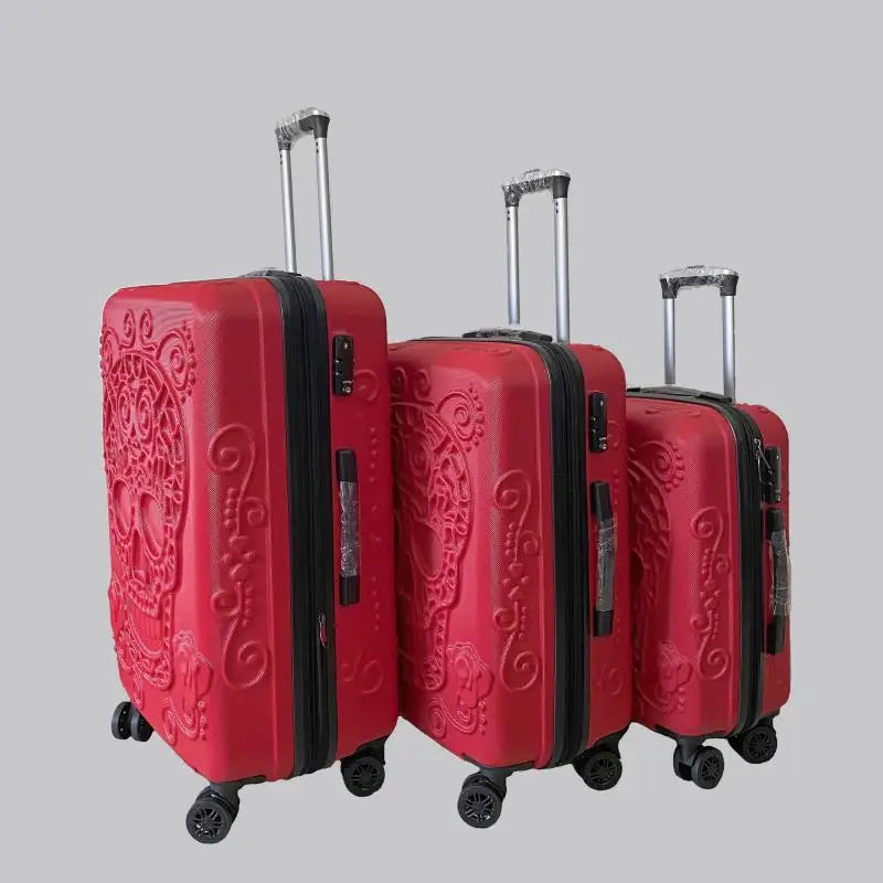 20"24"28" Inch Large Expandable Skull Suitcase 3 Pc