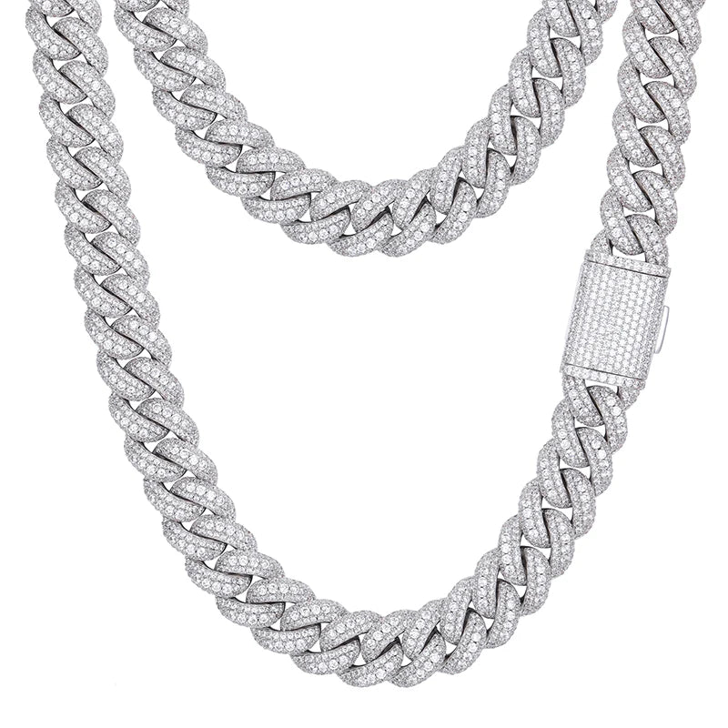 NEW DTA 18mm Moissanite Cuban Link Chain Necklace With GRA Certificate