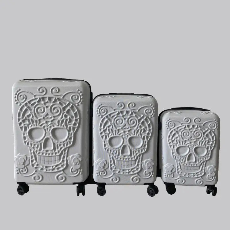 20"24"28" Inch Large Expandable Skull Suitcase 3 Pc