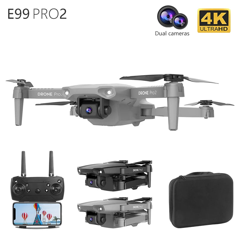 Flyxinsim E99 Foldable 4K Drone HD Dual Camera Quadcopter Brushless Long Range Racing Drone
