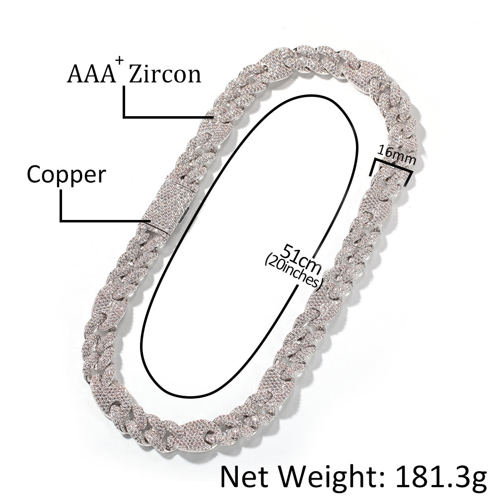 Zircon Clasp Cuban Link Chain