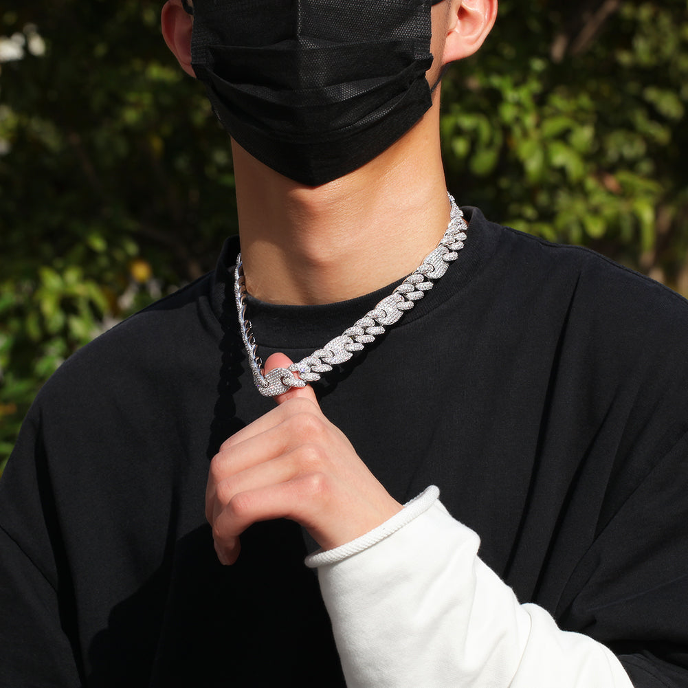 Zircon Clasp Cuban Link Chain