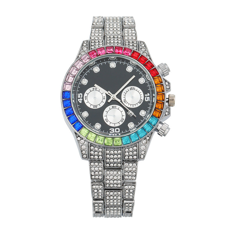 3 Tone Bezel Gemstone Watch