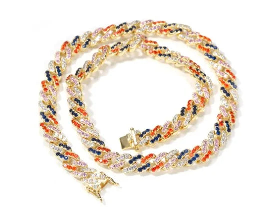 Zircon/Multi Crystal Stainless-Steel Cuban Link