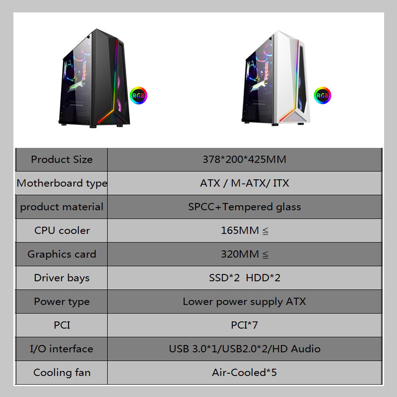Wholesale USB3.0 ATX Gaming Computer Cases & Towers RGB PC Case