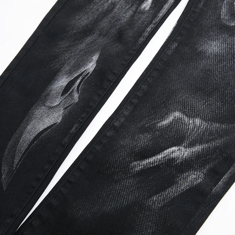 2025 NEW Dark Skull Print Slim-Fit Jeans