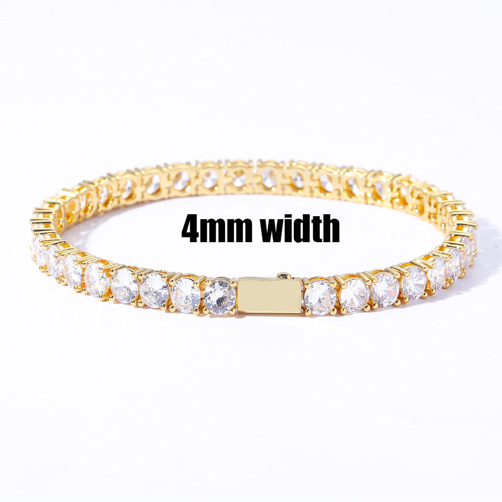 14mm Strip Crystal Miami Cuban Chain Bracelet