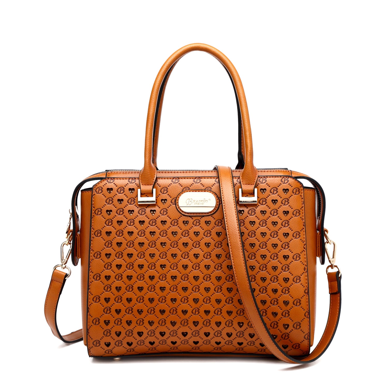 “Empress” Double Layer Crystal Engraved Matte Satchel