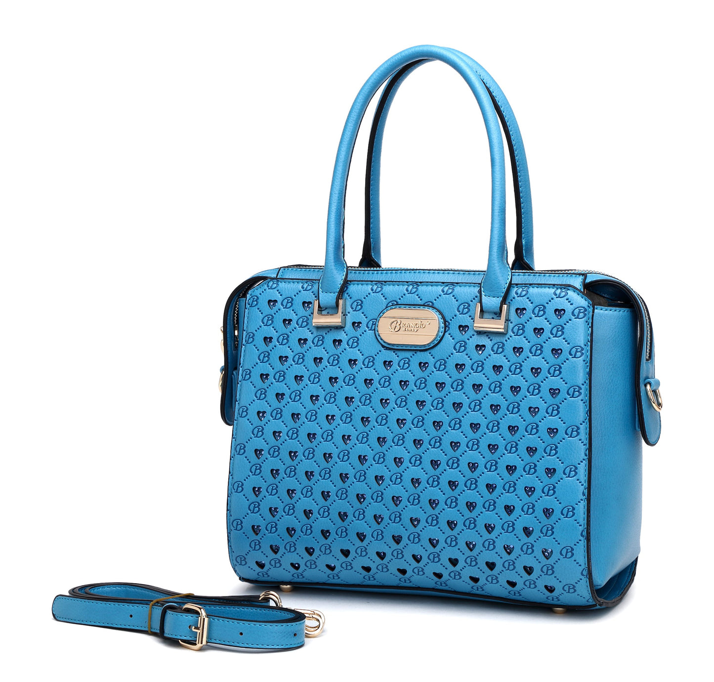 “Empress” Double Layer Crystal Engraved Matte Satchel