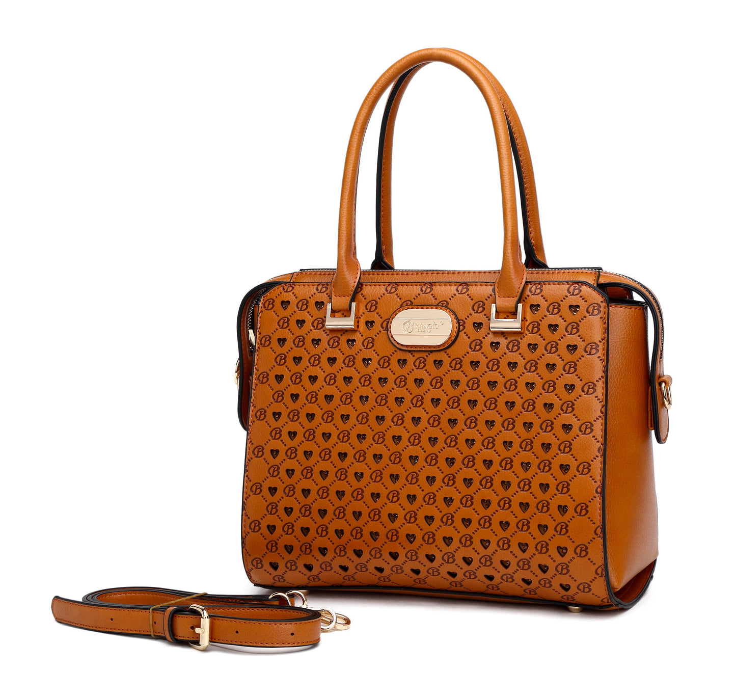 “Empress” Double Layer Crystal Engraved Matte Satchel