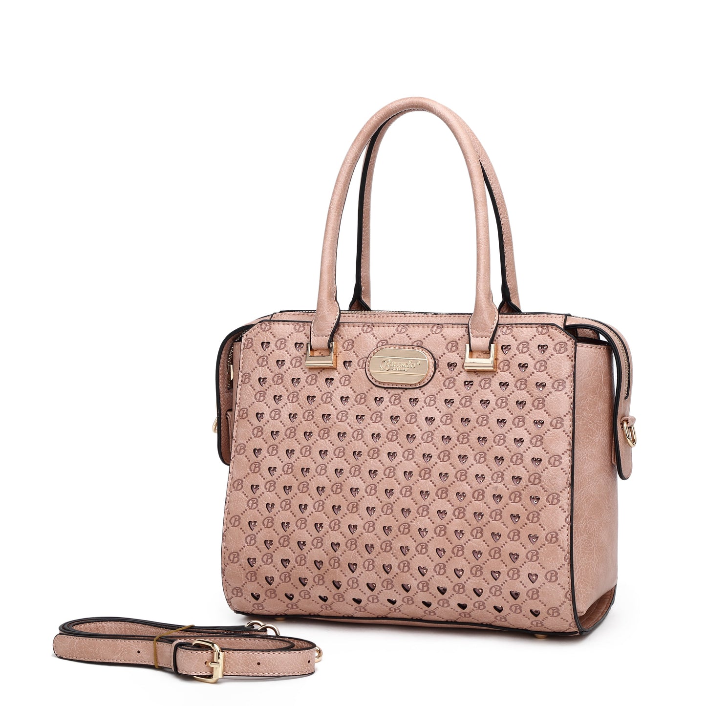 “Empress” Double Layer Crystal Engraved Matte Satchel