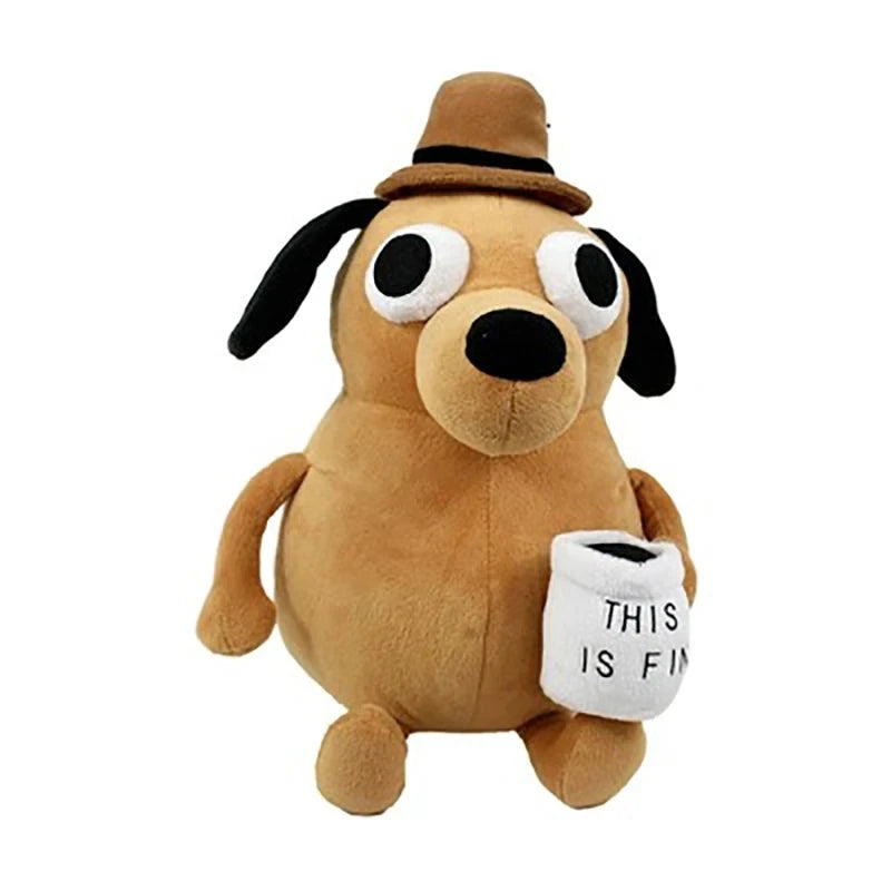 25cm This Is Fine Meme Dog Plushie