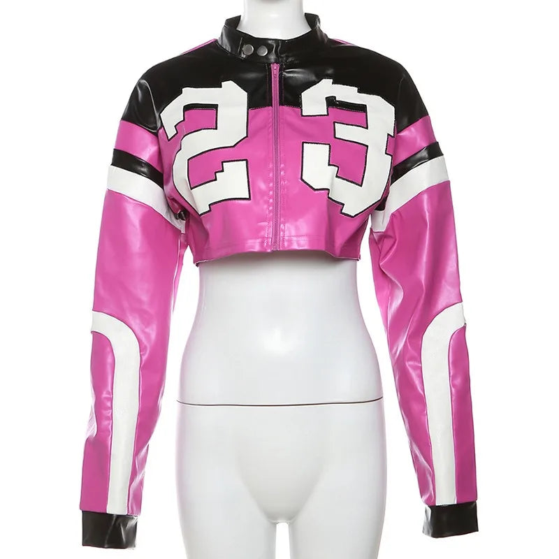 "Big 23" Women's Faux Leather Crop Jacket