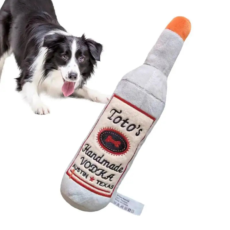 Plush “Toto’s” Wine Bottle Dog Toy