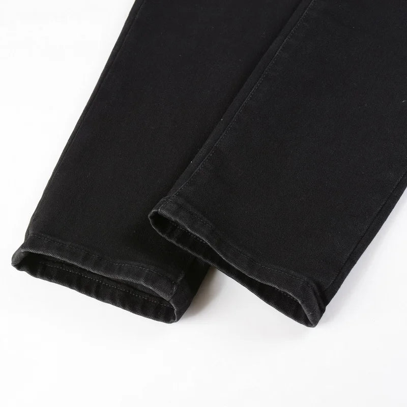 Ripped Patchwork Stretch Denim Jeans