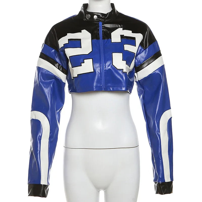 "Big 23" Women's Faux Leather Crop Jacket