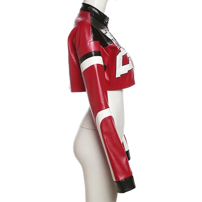 "Big 23" Women's Faux Leather Crop Jacket