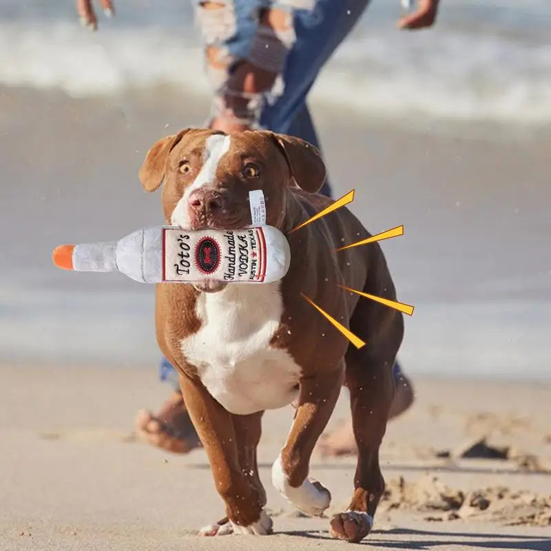 Plush “Toto’s” Wine Bottle Dog Toy