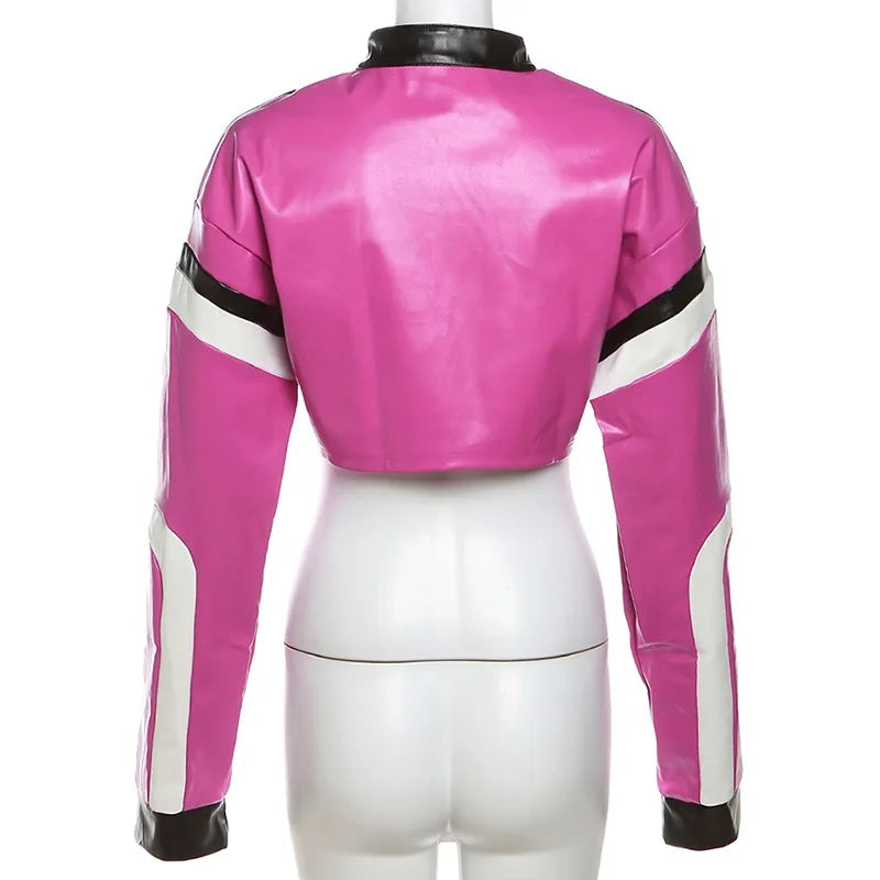 "Big 23" Women's Faux Leather Crop Jacket