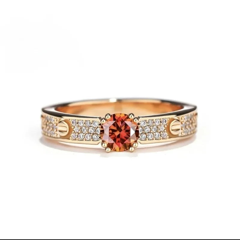 DTA 0.5ct Red/D Color Moissanite Ring
