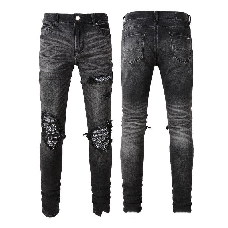 Paisley Skinny Fit Ripped Jeans