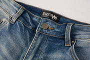 Twin Snakes Ripped Skinny Fit Blue Jeans