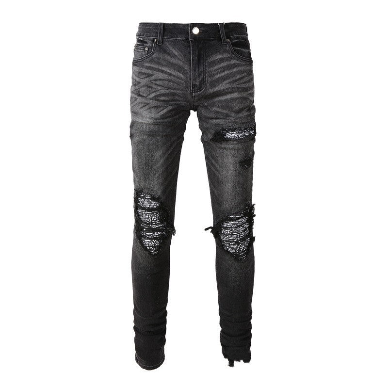 Paisley Skinny Fit Ripped Jeans