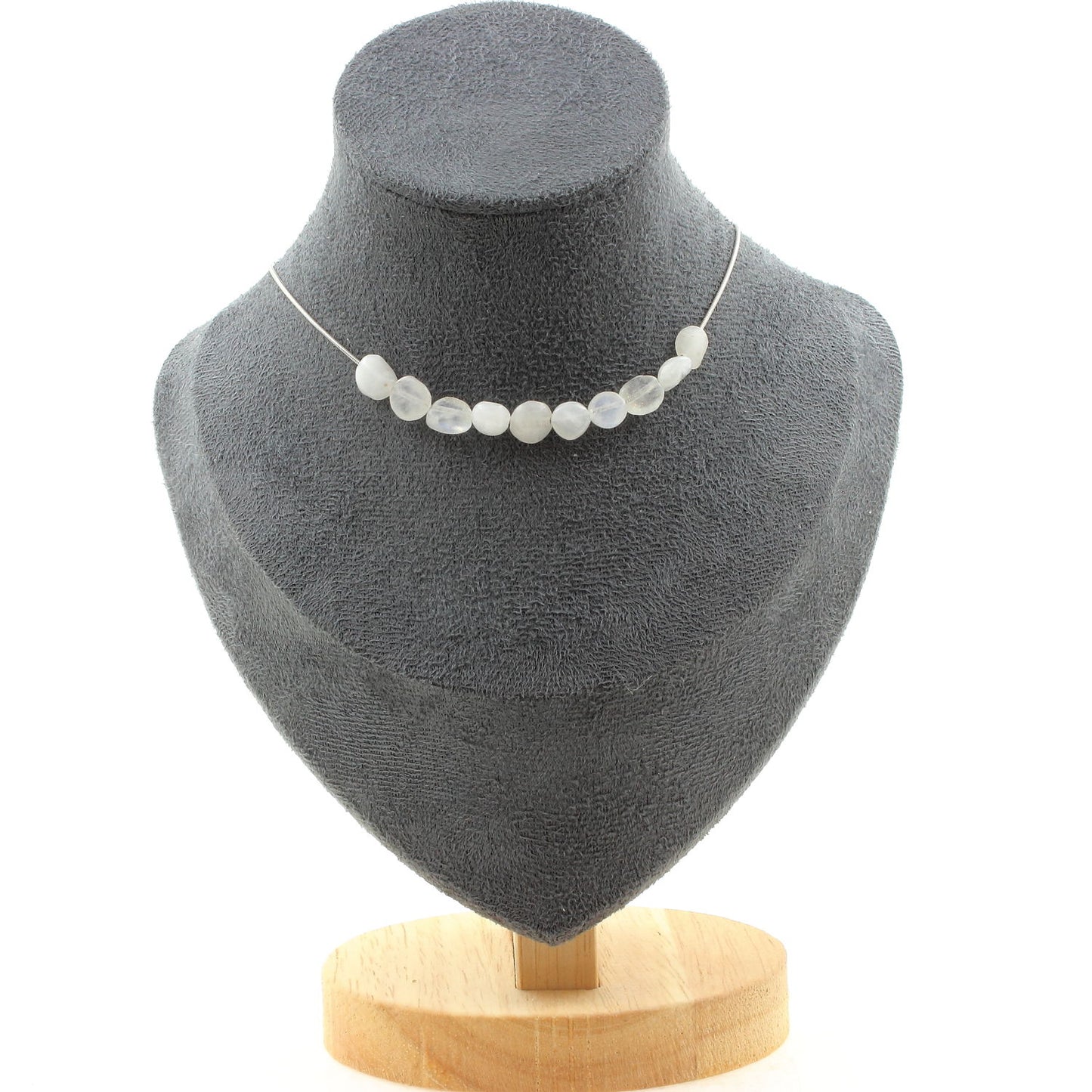 Moonstone 10 Bead Stainless Steel Necklace