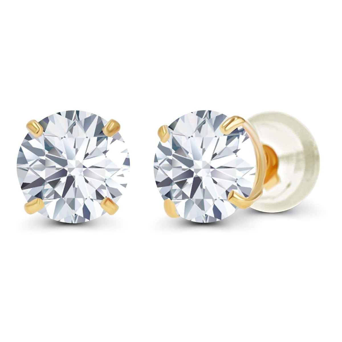 2.00 CTW AGI Certified Diamond Stud Earrings in 14K Yellow Gold VS Clarity