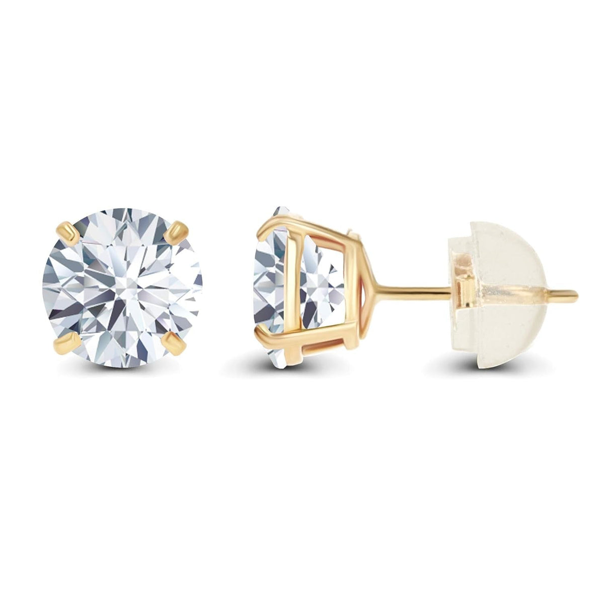 2.00 CTW AGI Certified Diamond Stud Earrings in 14K Yellow Gold VS Clarity